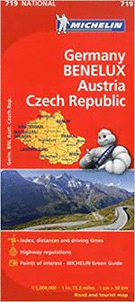 MAPA 719 NATIONAL GERMANY BENELUX AUSTRIA CZECHIA 1:1000000