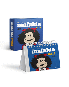 MAFALDA 2026 CALENDARIO ESCRITORIO AZUL CON CAJA