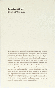 BERENICE ABBOTT SELECTED WRITINGS