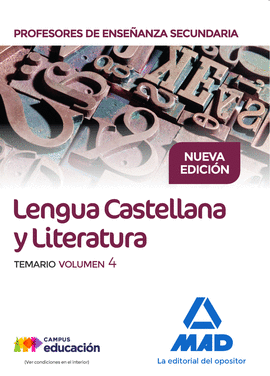 LENGUA CASTELLANA Y LITERATURA TEMARIO VOL IV CUERPO DE PROFESORES DE ENSEÑANZA SECUNDARIA