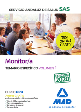 MONITOR /A SAS TEMARIO ESPECIFICO VOL 1 2020 INCLUYE TEST ONLINE