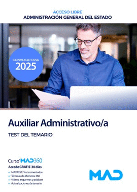AUXILIAR ADMINISTRATIVO /A ESTADO TURNO LIBRE TEST 2025
