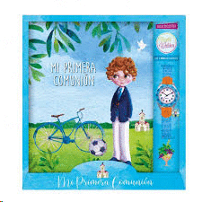 LIBRO MI PRIMERA COMUNION NIÑO BICI + RELOJ