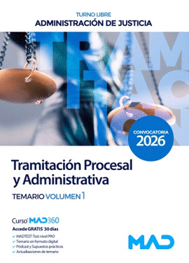 TRAMITACION PROCESAL Y ADMINISTRATIVA TURNO LIBRE TEMARIO VOL 1 2026