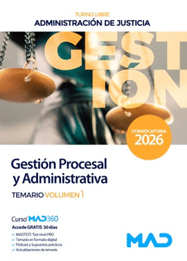 GESTION PROCESAL Y ADMINISTRATIVA TURNO LIBRE TEMARIO VOL 1 2026