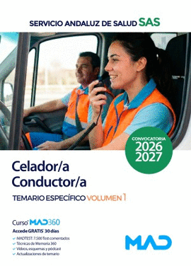 CELADOR /A CONDUCTOR /A SAS TEMARIO ESPECIFICO VOL 01 2026 2027