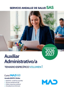 AUXILIAR ADMINISTRATIVO /A SAS TEMARIO ESPECIFICO VOL 01 2026 2027